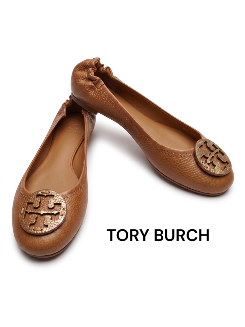 Tory Burch REVA TAN Leather Ballet Flats in Brown 8